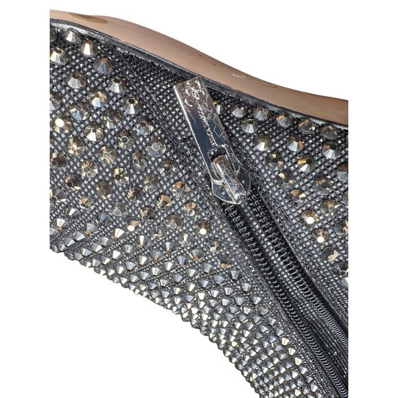 Jessica Simpson Luvrey Rhinestone Bootie Size 9 M Pewter Metallic square Toe - Picture 15 of 15